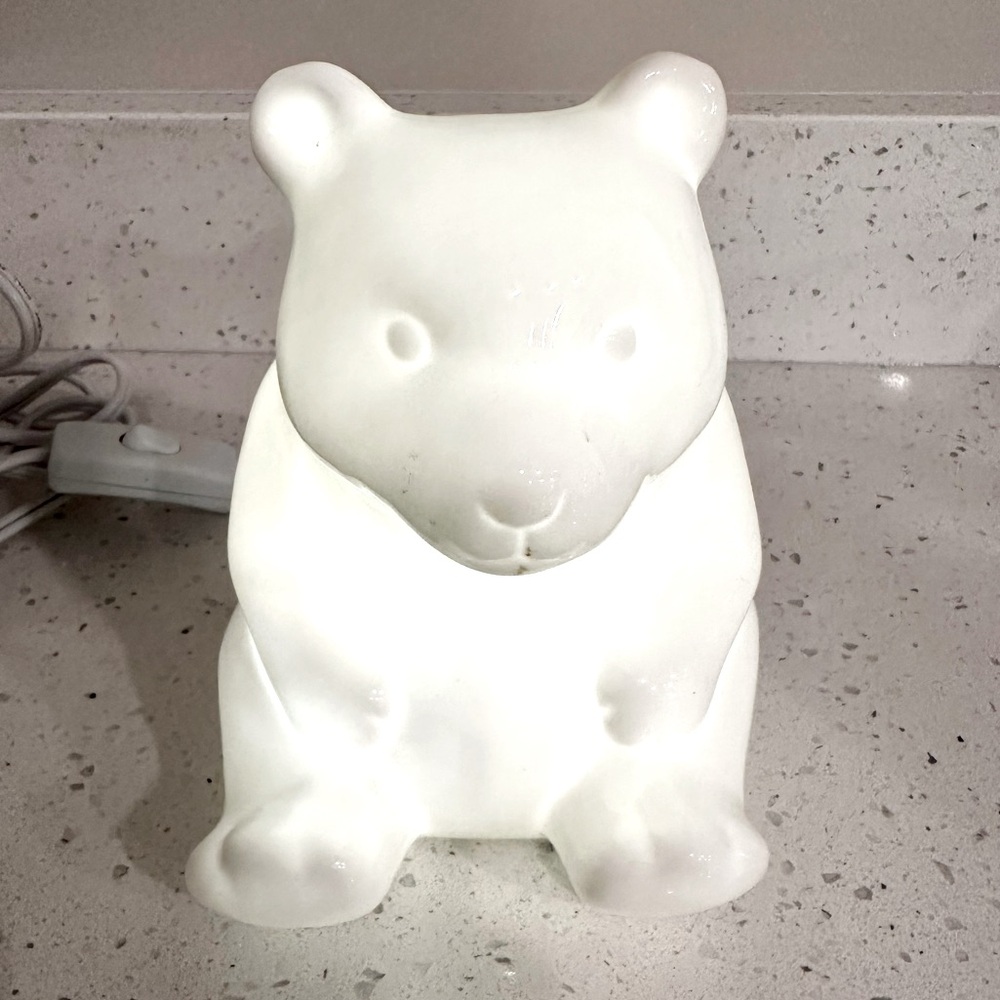 Target Pillowfort Polar Bear Nursury Night Light Kid's 7" x 5" White Glass Lamp